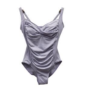 Fit Glam Bodysuit Womens XL Yoga Studio Purple White Twisted Front Bust